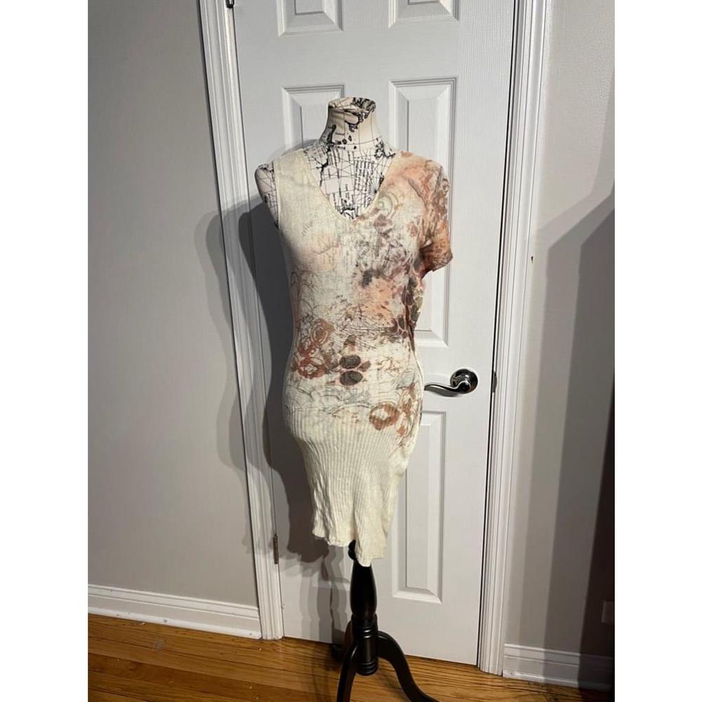 Vintage y2k Paisley Linen knit Asymmetric High Low top/dress Coastal Cottage S